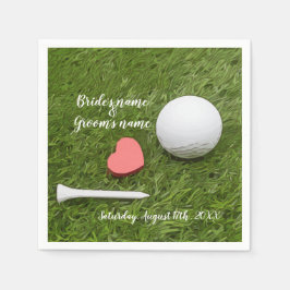 Servilleta De Papel Golf Boda bola y tac con amor en verde
