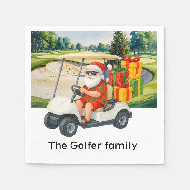 Servilleta De Papel Golf Christmas Summer July Hawaii golfing themed  (Anverso)