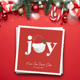 Servilleta De Papel Golf Club Holiday Joy Typography Festive Red