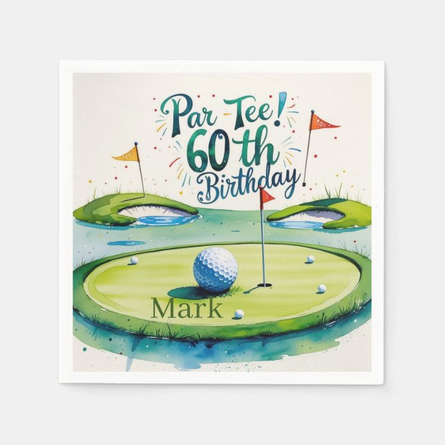 Servilleta De Papel Golf Cumpleaños 60 Par Golfer Fiesta (Anverso)