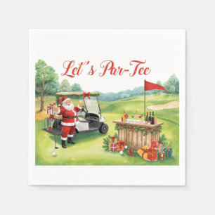 Servilleta De Papel Golf de Navidad con Papá Noel jugando golf
