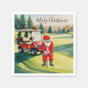 Servilleta De Papel Golf de Navidad con Papá Noel jugando golf