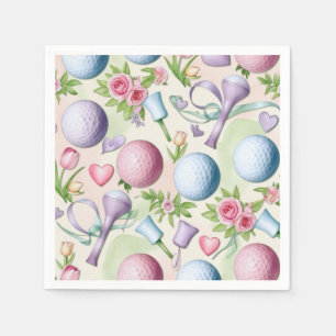 Servilleta De Papel Golf de temática rosa con flores para Lady golfer