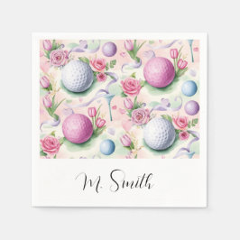 Servilleta De Papel Golf en color rosa con flores para el Día de la Ma