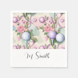 Servilleta De Papel Golf en color rosa con flores para el Día de la Ma