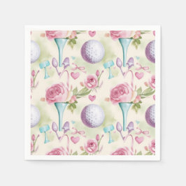 Servilleta De Papel Golf en rosa con flores para el Día de la Madre