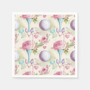 Servilleta De Papel Golf en rosa con flores para el Día de la Madre