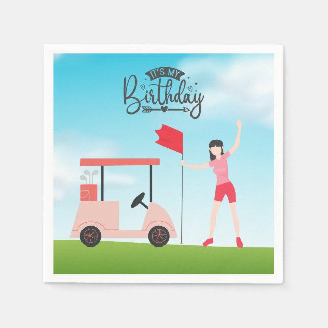 Servilleta De Papel Golf Es mi mujer de cumpleaños golfista en verde (Anverso)