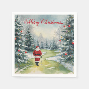 Servilleta De Papel Golf Feliz Navidad con Santa Claus