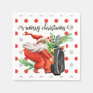 Servilleta De Papel Golf Feliz Navidad con Santa Claus