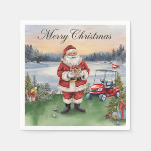 Servilleta De Papel Golf Feliz Navidad con Santa Claus
