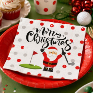 Servilleta De Papel Golf Feliz Navidad con Santa Claus  
