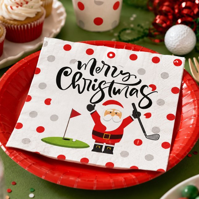 Servilleta De Papel Golf Feliz Navidad con Santa Claus   (Subido por el creador)