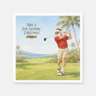 Servilleta De Papel Golf Feliz Navidad con Santa Claus  