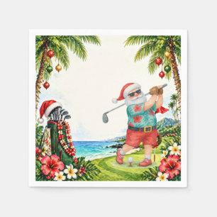 Servilleta De Papel Golf Feliz Navidad con Santa Claus
