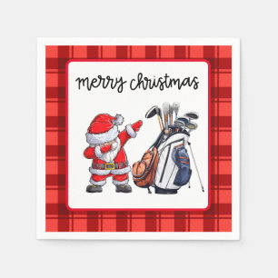 Servilleta De Papel Golf Feliz Navidad con Santa Claus
