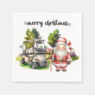 Servilleta De Papel Golf Feliz Navidad con Santa Claus Golfing