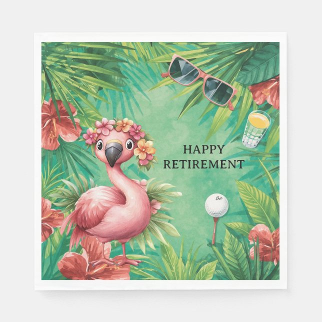 Servilleta De Papel Golf Florida Temático con Flamenco en verde (Anverso)