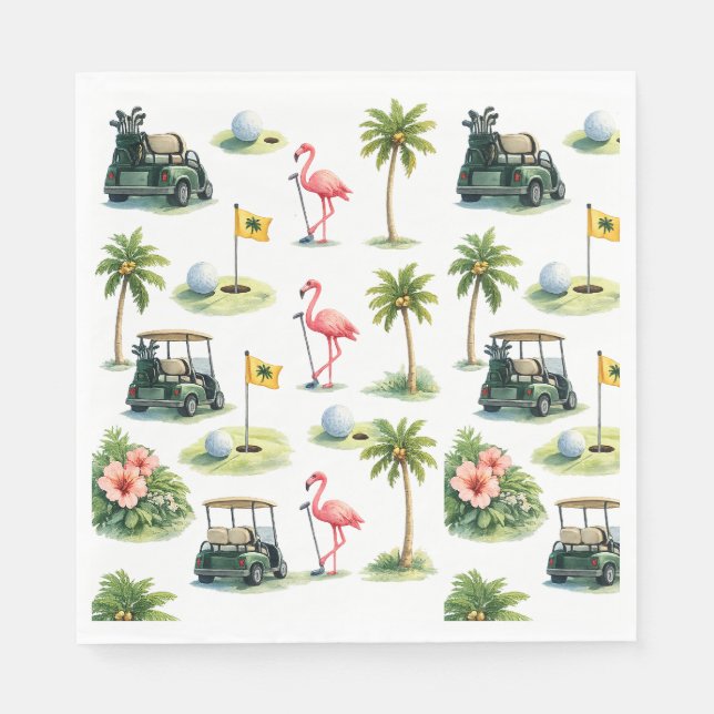 Servilleta De Papel Golf Florida tematizado con flamenco (Anverso)