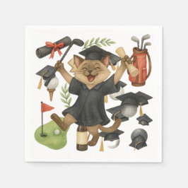Servilleta De Papel Golf Graduation themed for Cat Lover Golfer
