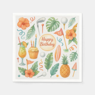 Servilleta De Papel Golf Hawaii con temática de Fiesta hawaiano de gol
