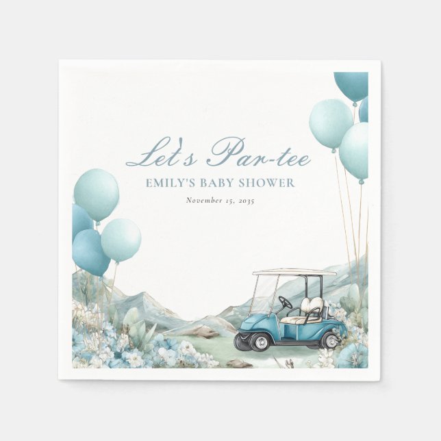 Servilleta De Papel Golf Let's Par-tee Blue Baby Shower (Anverso)