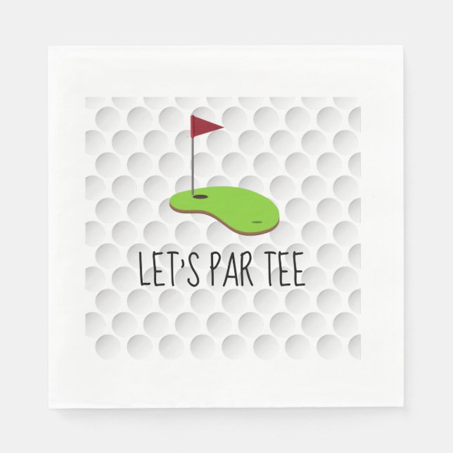 Servilleta De Papel Golf Let's Par tee con bandera de golf en blanco v (Anverso)