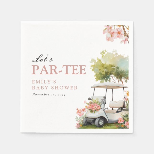 Servilleta De Papel Golf Let's Par-tee Girl Baby Shower (Anverso)