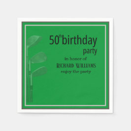 Servilleta De Papel Golf Modern Corporate Green Black 50th Birthday