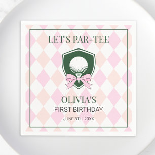 Servilleta De Papel Golf moderno Chicas rosados Deportes Primer cumple