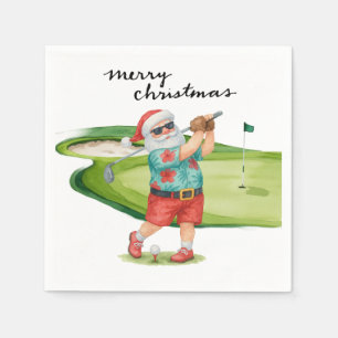 Servilleta De Papel Golf Navidad con Papá Noel Golfista