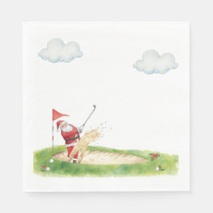 Servilleta De Papel Golf Navidad con Papá Noel jugando golf