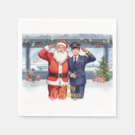 Servilleta De Papel Golf Pilot & Santa celebrate Christmas in Airport