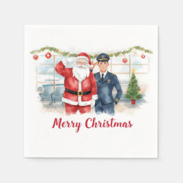 Servilleta De Papel Golf Pilot & Santa celebrate Christmas in Airport