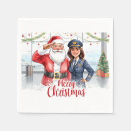 Servilleta De Papel Golf Pilot & Santa celebrate Christmas in Airport