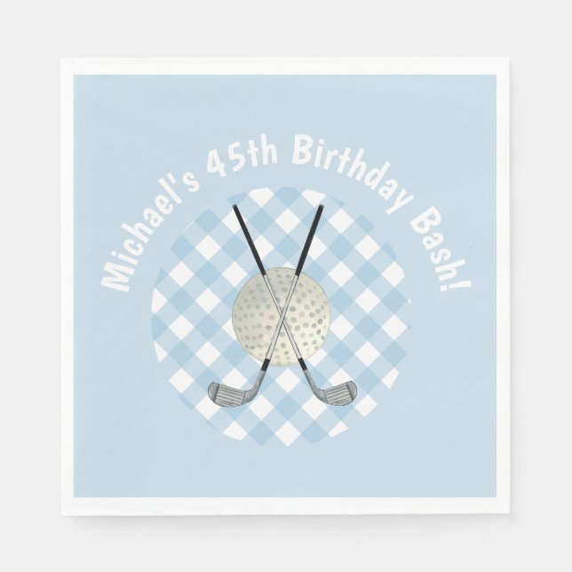 Servilleta De Papel Golf Plaid Blue White Preppy Country Club (Anverso)