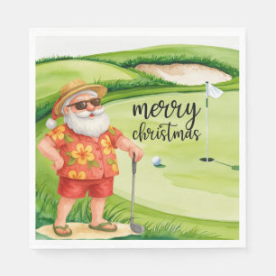 Servilleta De Papel Golf Santa Claus está jugando golf en la Navidad V