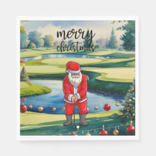 Servilleta De Papel Golf Santa Claus está jugando golf en Navidad