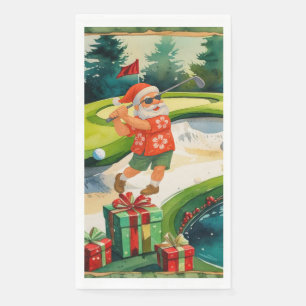 Servilleta De Papel Golf Santa Claus está jugando golf Navidad en juli