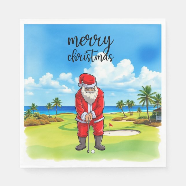 Servilleta De Papel Golf Santa Claus: golf para Navidades (Anverso)