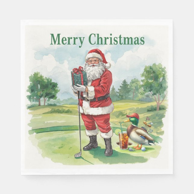 Servilleta De Papel Golf Santa Claus: golf para Navidades (Anverso)