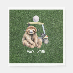 Servilleta De Papel Golf Sloth Golfer en césped verde