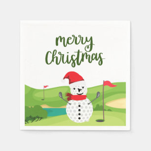 Servilleta De Papel Golf Snowman para la Navidad Golfer Merry