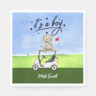 Servilleta De Papel Golf Teddy Bear es un chico para Baby Shower