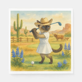 Servilleta De Papel Golf Texas Birthday Themed for Cat Lovers 