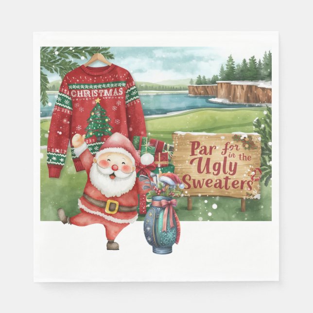 Servilleta De Papel Golf Ugly Sweater Christmas Party  (Anverso)