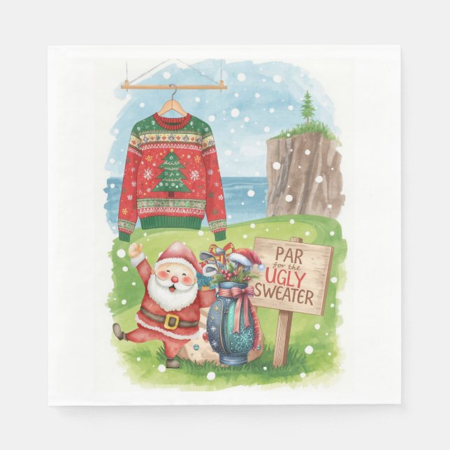 Servilleta De Papel Golf Ugly Sweater Christmas Party  (Anverso)