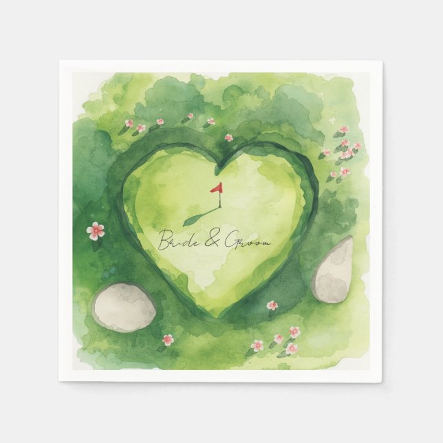 Servilleta De Papel Golf wedding heart shaped golf course (Anverso)