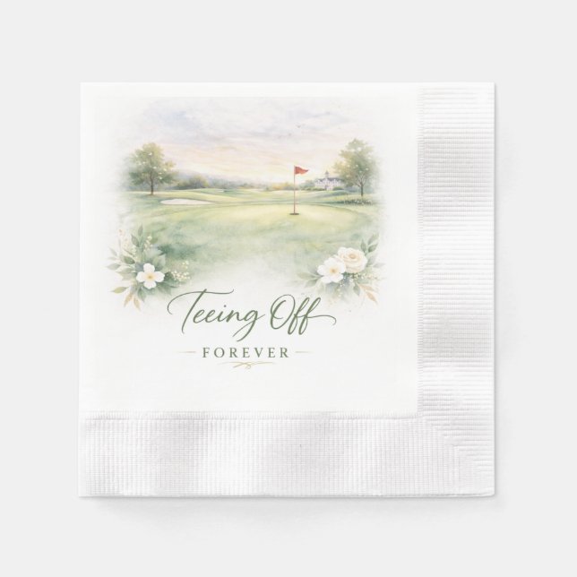 Servilleta De Papel Golf Wedding Napkins | Teeing Off Forever Country  (Anverso)