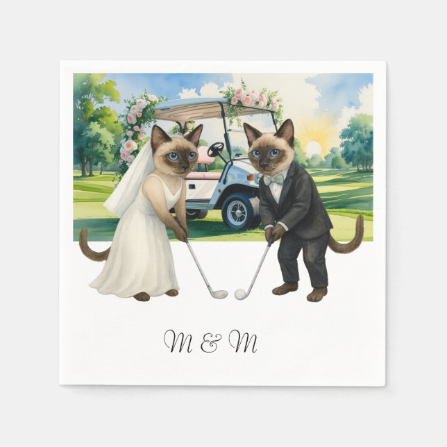 Servilleta De Papel Golf Wedding themed for Cat Lovers (Anverso)